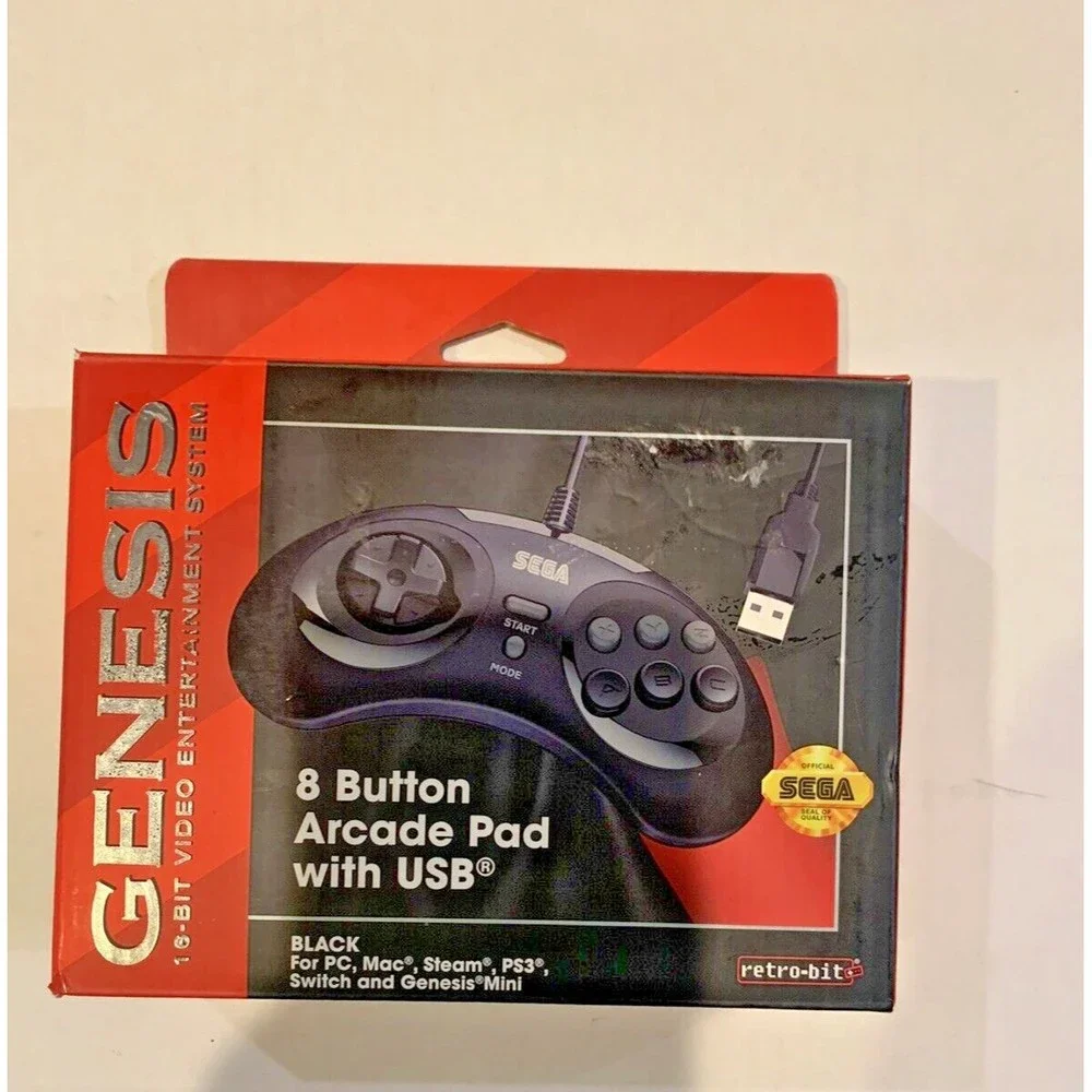 Retro-Bit Officially Licensed Sega Genesis USB Controller Arcade 8-Button Pad
